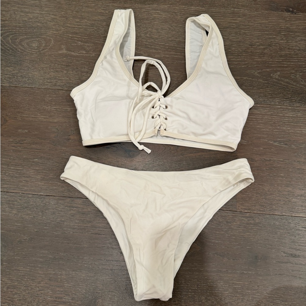 White two piece bikini